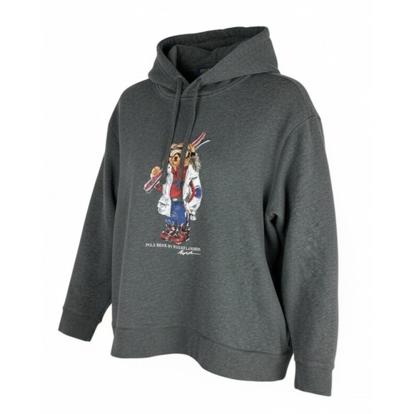 Polo Ralph Lauren Other - *Flawed Polo Ralph Lauren Ski Bear Graphic Hoodie Gray Fleece 2XB Big Mens 2X